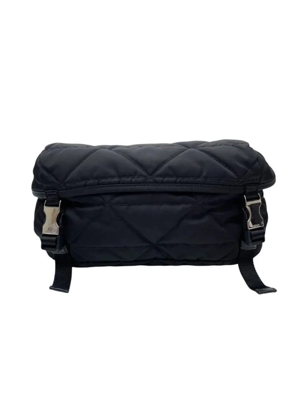 Prada Nylon Leather Padded Quilted Shoulder Bag Black